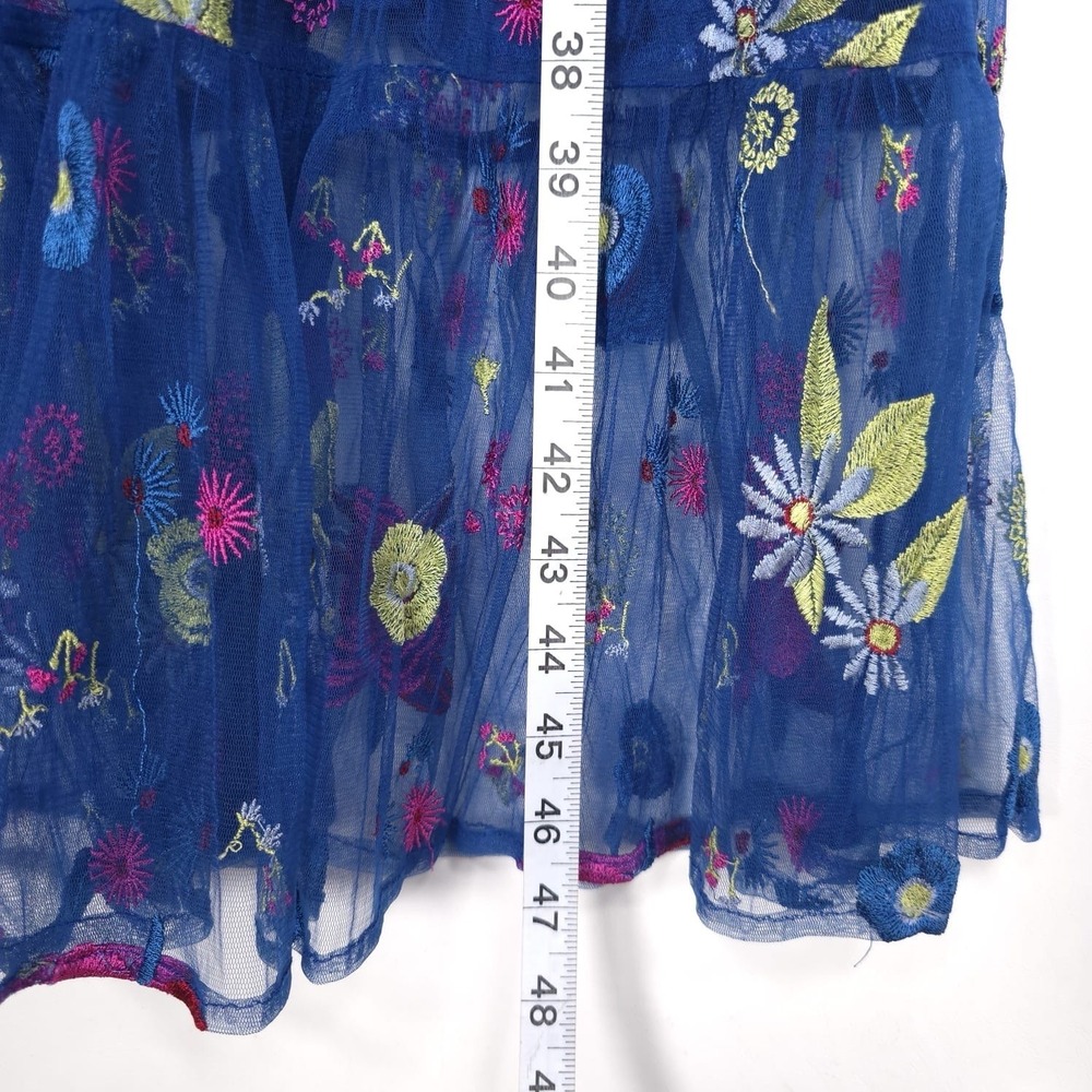 Anthropologie TRACY REESE Midi Dress Size 12P Embroidered Topaz Blue Floral - Picture 8 of 16